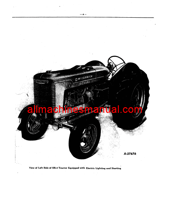 Download Case IH O-4, OS-4, W-4 McCormick Tractor Parts Manual TC-30E