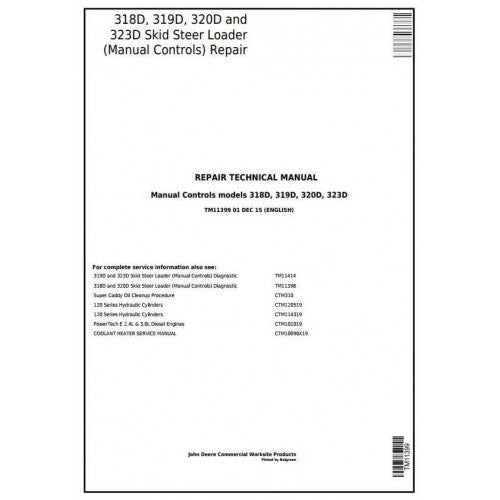 John Deere 318D, 319D, 320D and 323D Skid Steer Loader Pdf Service Repair Technical Manual TM11399 - All Machines Manual | Manuals At Best Price
