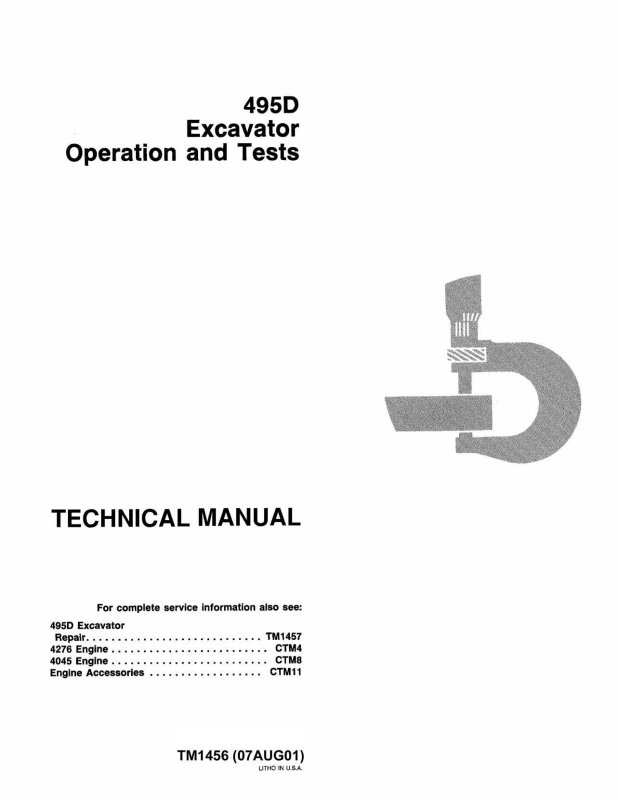 Operation and Test Manual - John Deere 495D Wheeled Excavator (TM1456)