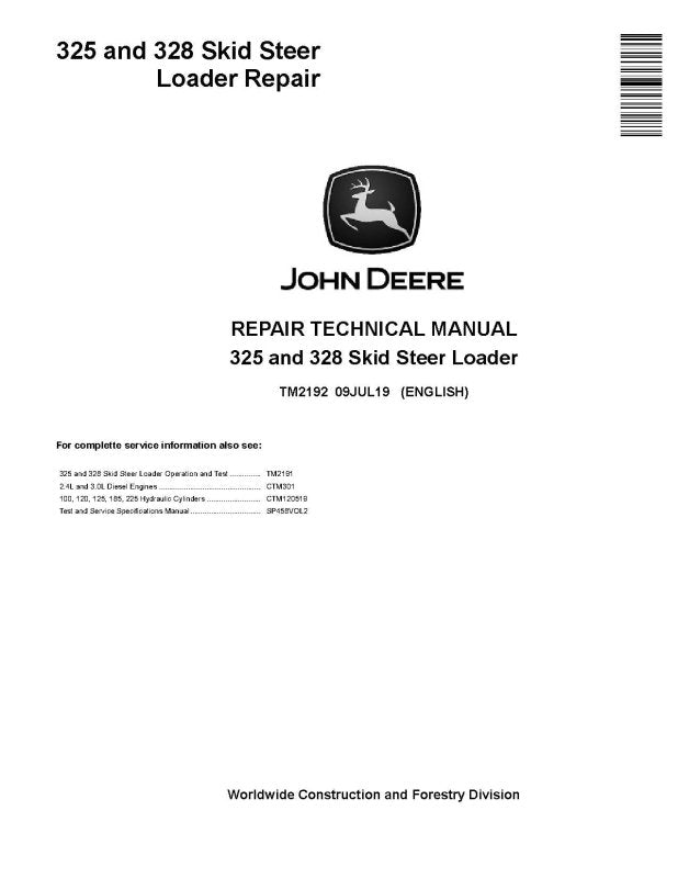 Repair Manual - John Deere 325 and 328 Skid Steer Loader (TM2192)