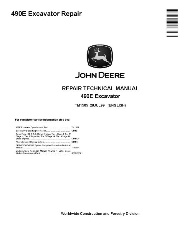 Repair Manual - John Deere 490E Crawler Excavator (TM1505)
