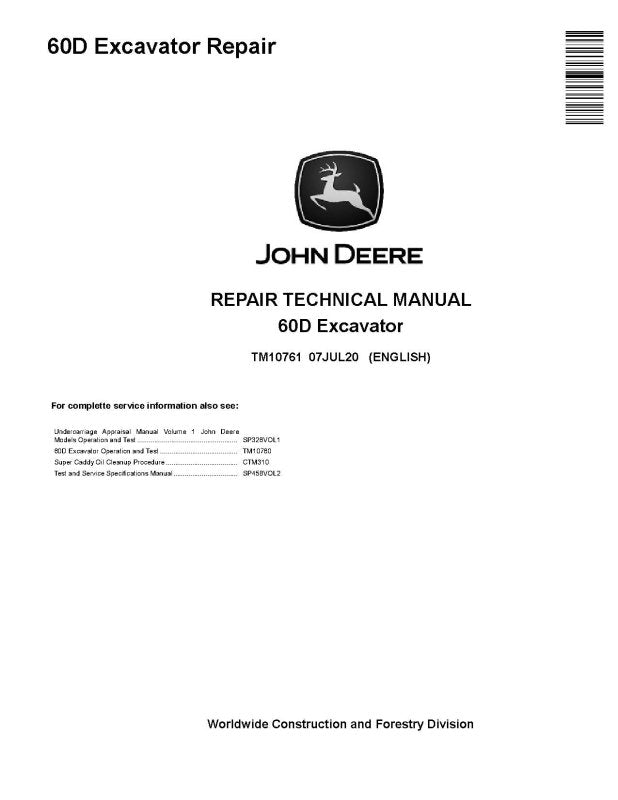 Repair Manual - John Deere 60D Compact Excavator (TM10761)