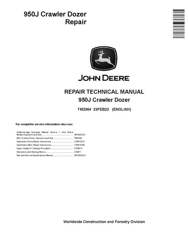 Repair Manual - John Deere 950J Crawler Dozer (TM2364)