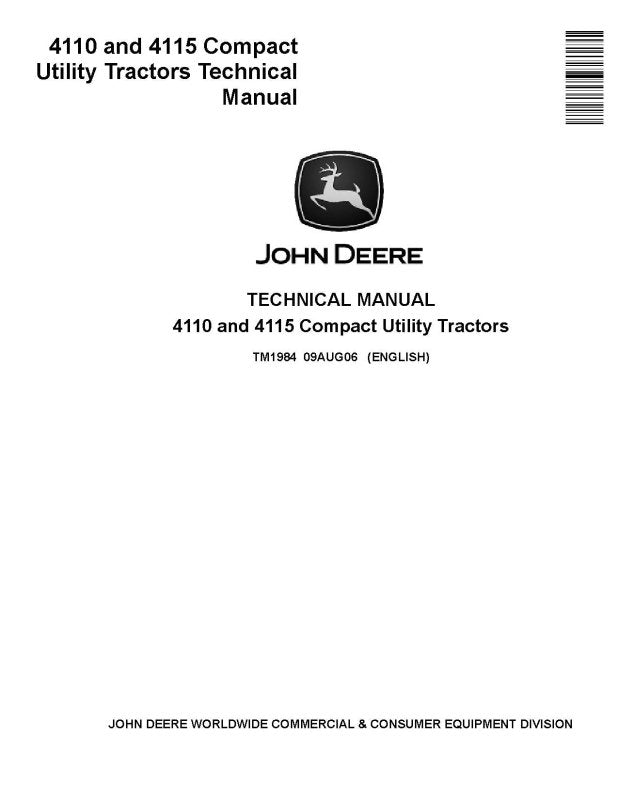 Technical Manual - John Deere 4110 and 4115 Compact Utility Tractor (TM1984)
