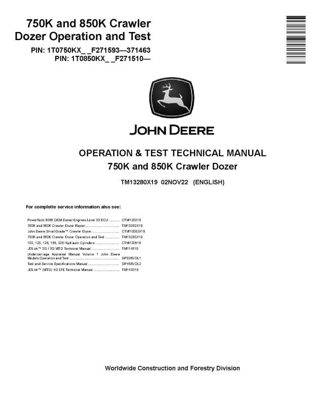 Technical Manual - John Deere 450D Crawler Dozers and 455D Crawler Loader (TM1291)