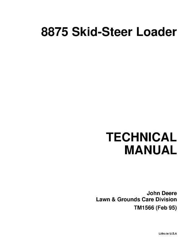 Technical Manual - John Deere 8875 Skid Steer Loader (TM1566)