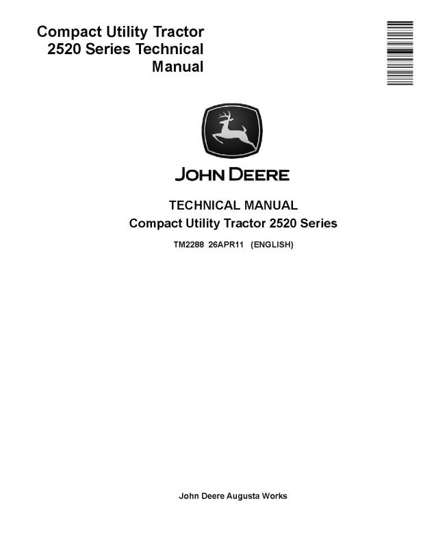Technical Manual John Deere 2520 Compact Utility Tractors (TM2288)