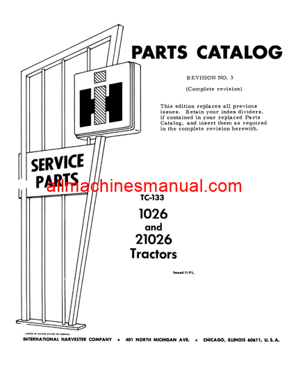 Download Case IH 1026 Tractor Parts Manual TC-133