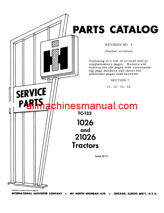 Download Case IH 1026 Tractor Parts Manual TC-133