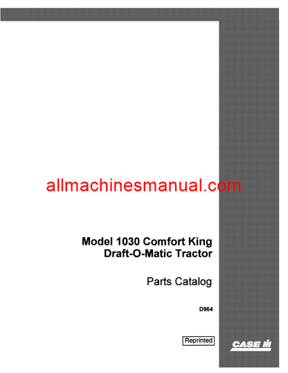 Download Case IH 1030 Tractor Parts Manual D964