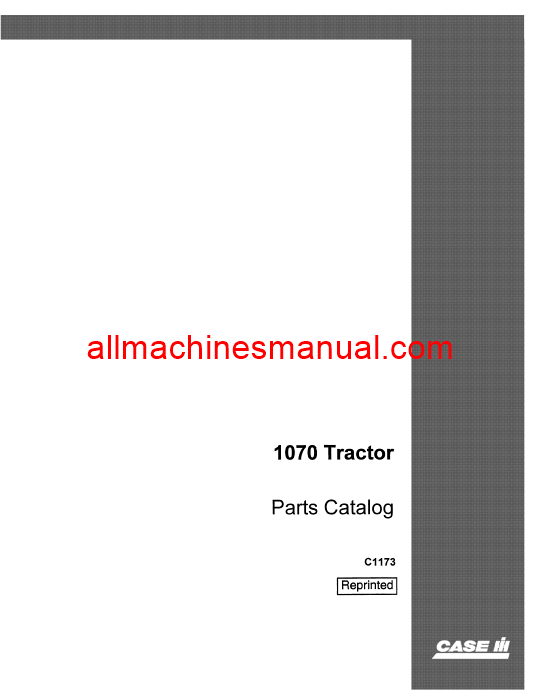 Download Case IH 1070 Tractor Parts Manual C1173