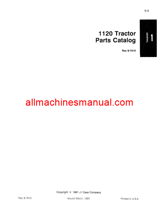 Download Case IH 1120 Tractor Parts Manual 8-7610