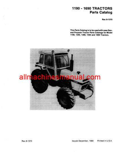 Download Case IH 1190, 1290, 1490, 1690 Tractor Parts Manual 8-1370