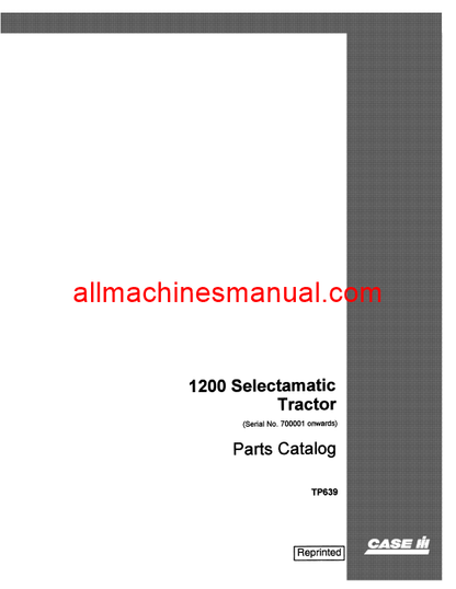 Download Case IH 1200 Tractor Parts Manual TP639