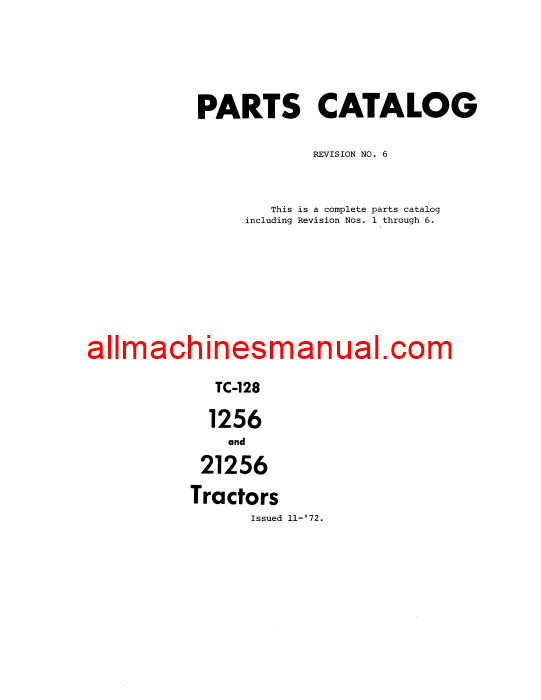 Download Case IH 1256 & 21256 Tractor Parts Manual TC-128