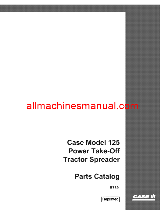 Download Case IH 125 Power Take-Off Tractor Parts Manual B739