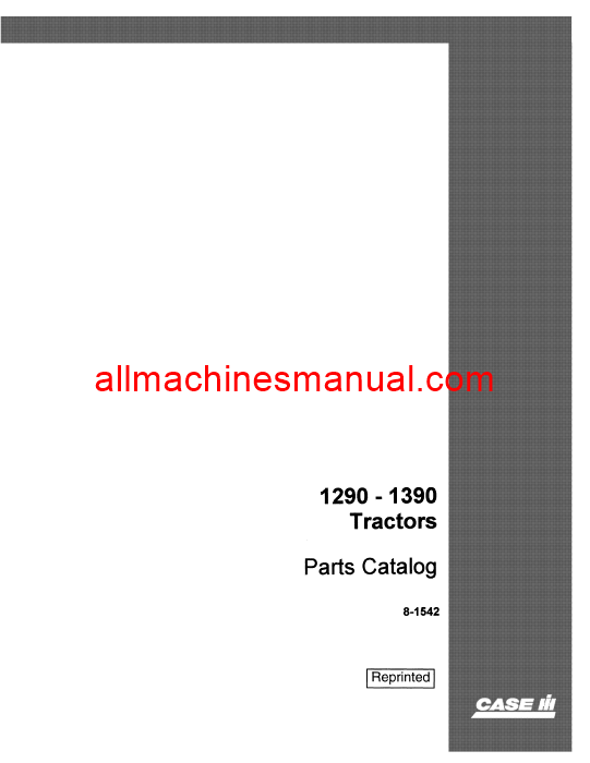 Download Case IH 1290, 1390 Tractor Parts Manual 8-1542