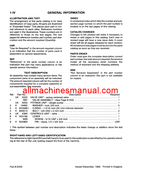 Download Case IH 1394 Tractor Parts Manual 8-2203