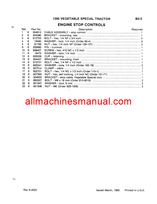 Download Case IH 1390 Tractor Parts Manual 8-2020