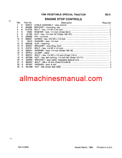 Download Case IH 1390 Tractor Parts Manual 8-2020