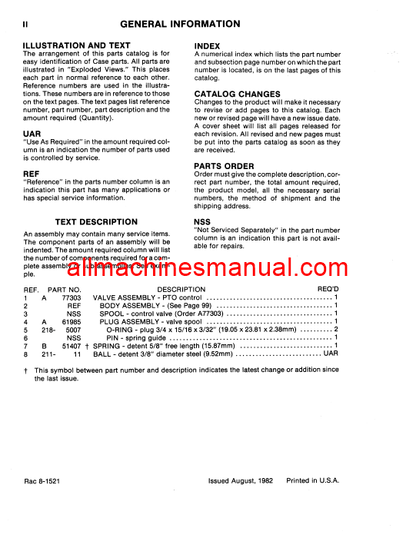 Case IH 1690 Tractor Pdf Parts Manual 8-1521