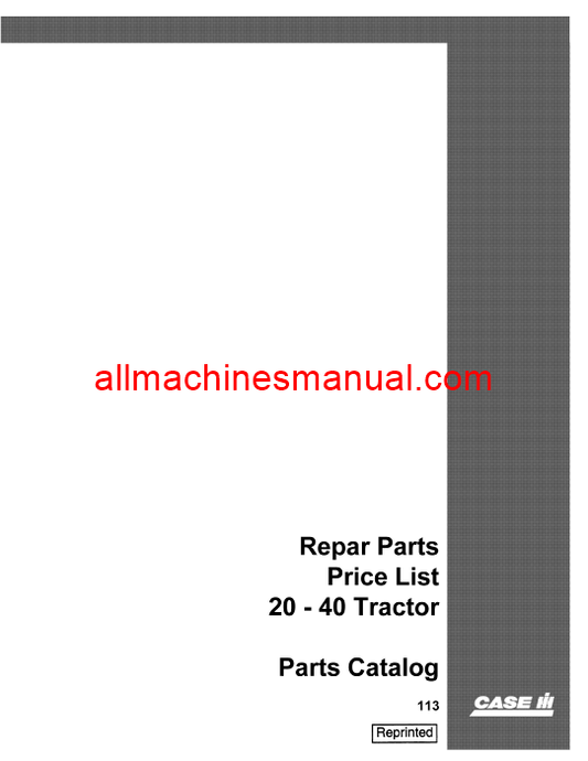 Download Case IH 20-40 Tractor Parts Manual 113