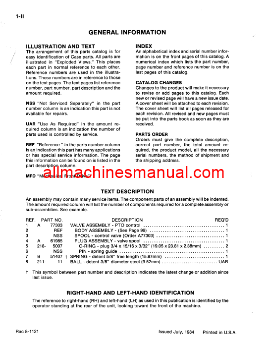 Case IH 2090 Tractor Pdf Parts Manual 8-1121