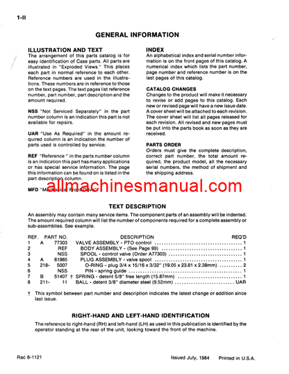 Case IH 2090 Tractor Pdf Parts Manual 8-1121