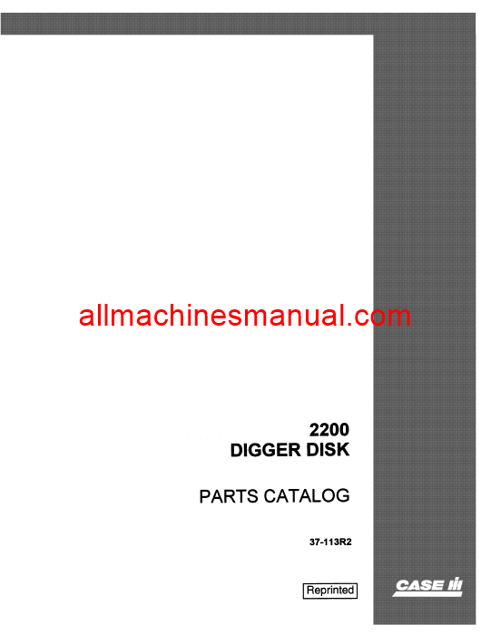 Case IH 2200 Digger DisK Tractor Pdf Parts Manual 37-113R2