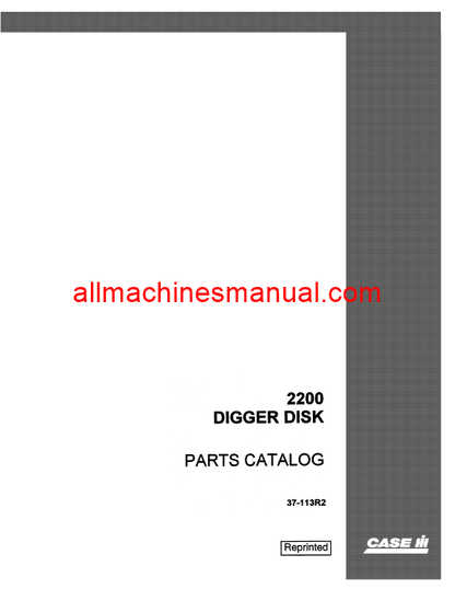 Case IH 2200 Digger DisK Tractor Pdf Parts Manual 37-113R2