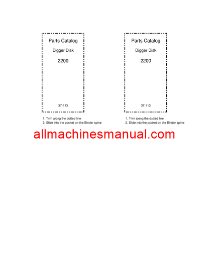 Case IH 2200 Digger DisK Tractor Pdf Parts Manual 37-113R2