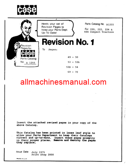 Download Case IH 220, 222, 224, 444 Compact Tractor Parts Manual A1322