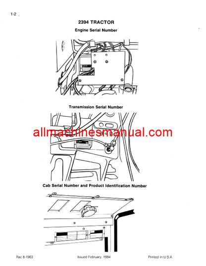 Case IH 2394 Tractor Pdf Parts Manual 8-1963