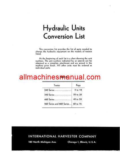 Download Case IH 240, 340, 460, 560 Hydraulic Units Tractor Parts Manual 1008435R2