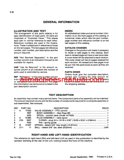 Case IH 2590 Tractor Pdf Parts Manual 8-1150