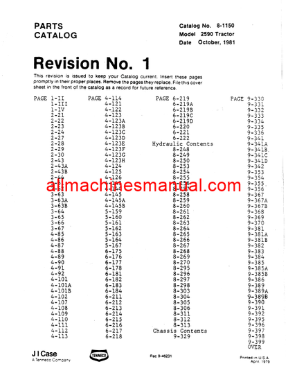 Case IH 2590 Tractor Pdf Parts Manual 8-1150