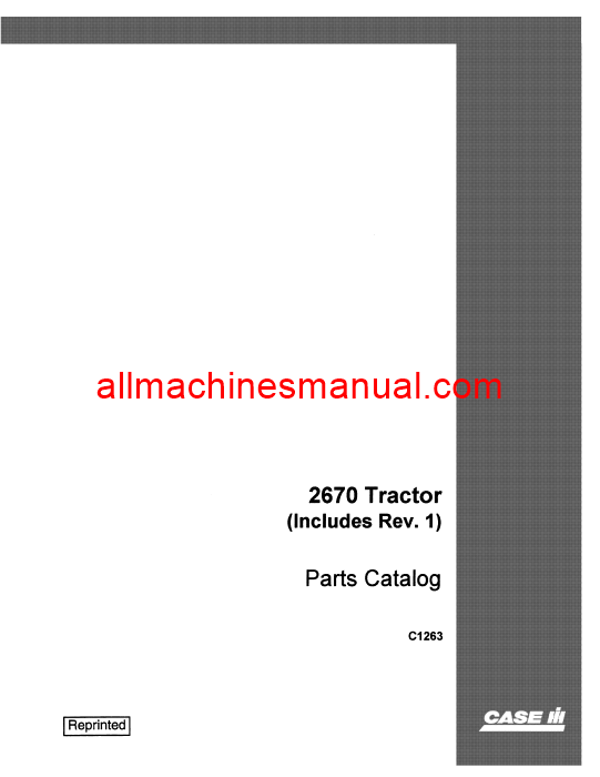 Case IH 2670 Tractor Pdf Parts Manual C1263