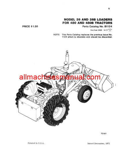 Download Case IH 26 Loader Tractor Parts Manual B1124