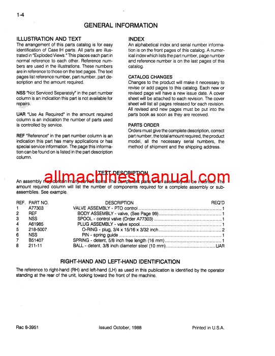 Download Case IH 275 Tractor Parts Manual 8-3951