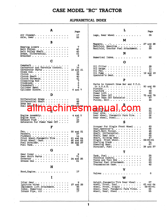 Download Case IH 284 Tractor Parts Manual C-182