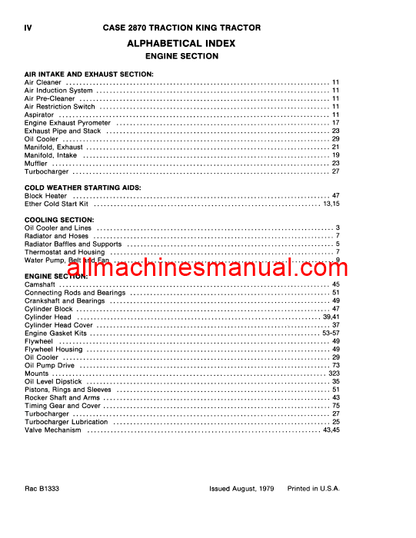 Case IH 2870 Tractor Pdf Parts Manual B1333