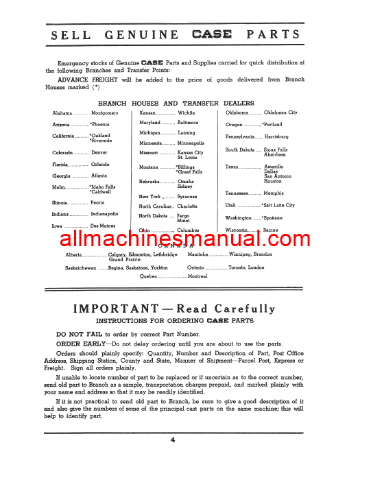 Download Case IH 300 Series Tractor Parts Manual RI324