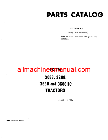 Case IH 3088, 3288, 3488, 3688 Tractor Pdf Parts Manual TC-251