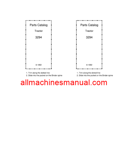 Case IH 3294 Tractor Pdf Parts Manual 8-1992