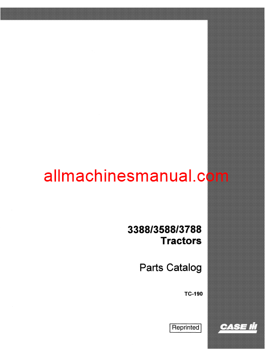 Case IH 3388, 3588, 3788 Tractor Pdf Parts Manual TC-190