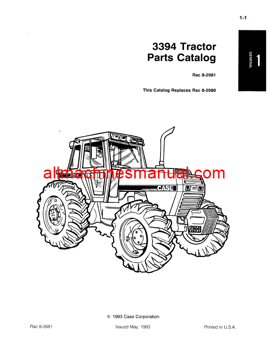 Case IH 3394 Tractor Pdf Parts Manual 8-2981