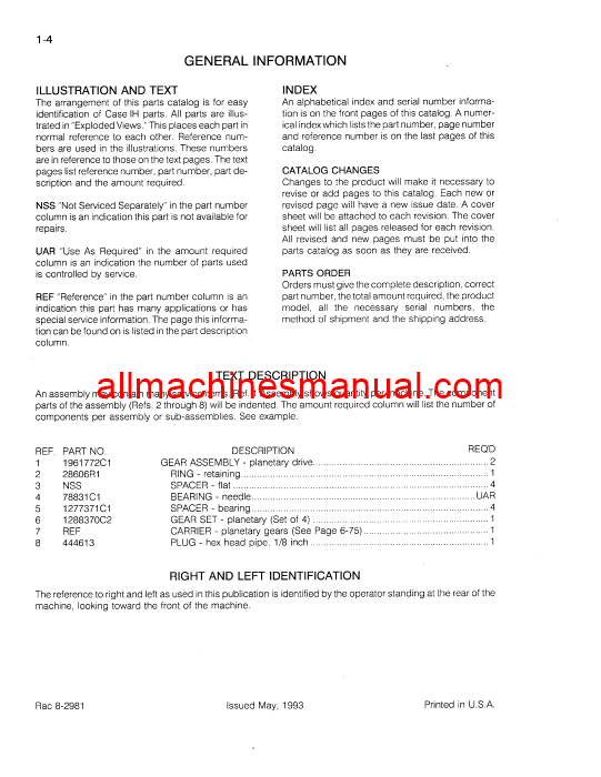 Case IH 3394 Tractor Pdf Parts Manual 8-2981