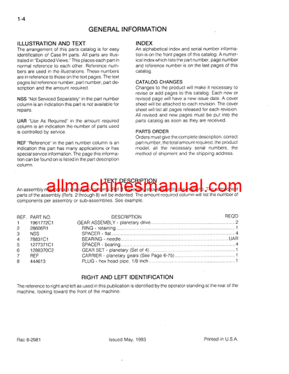 Case IH 3394 Tractor Pdf Parts Manual 8-2981