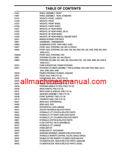 Download Case IH 340A, 340B, 445A, 450, 540, 545 Tractor Parts Manual 87036356