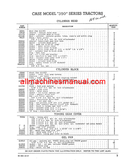 Download Case IH 350 Series Tractor Parts Manual RI365